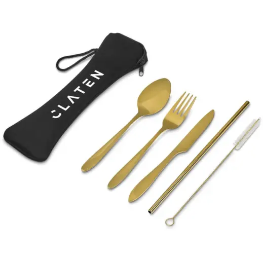 Serendipio Golden Cutlery Set Display Branded